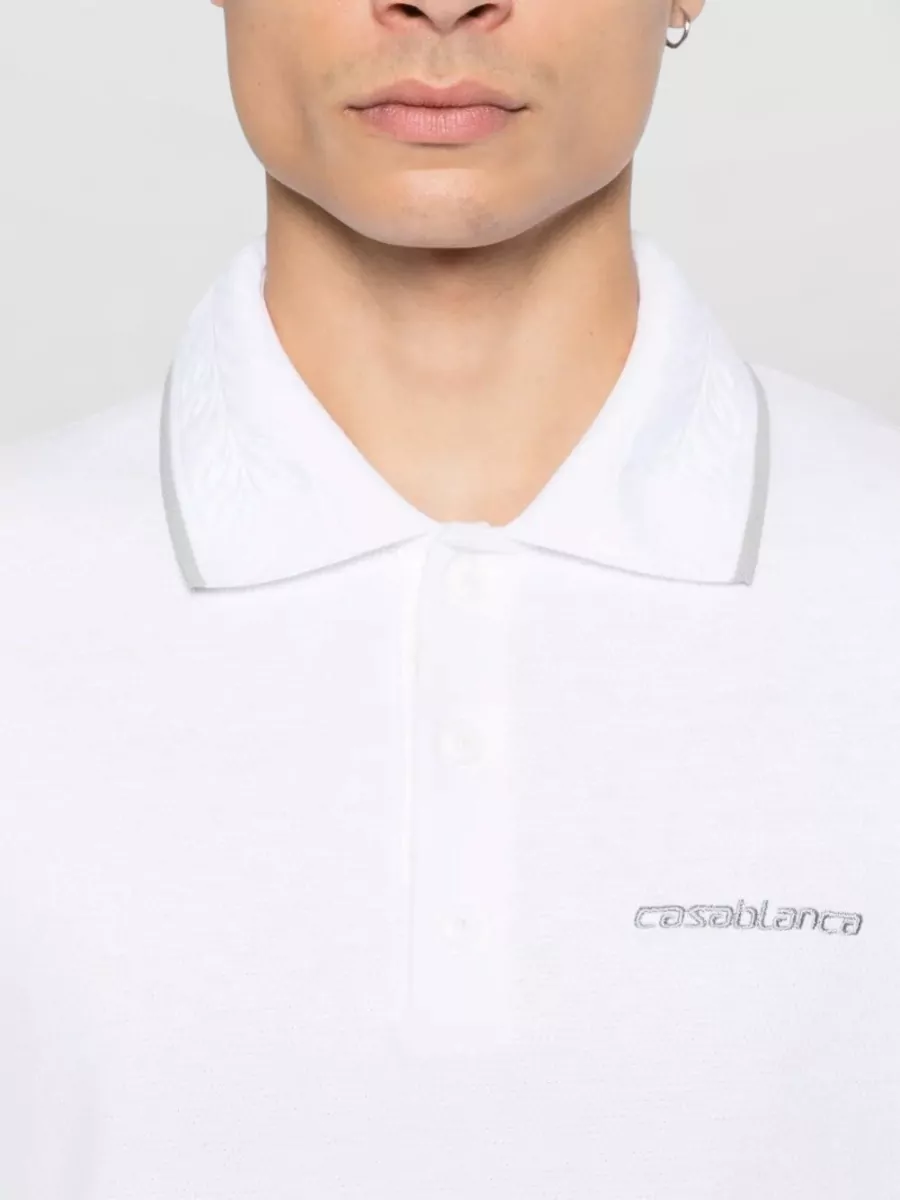 Casablanca Piqué Short-Sleeve Polo Shirt