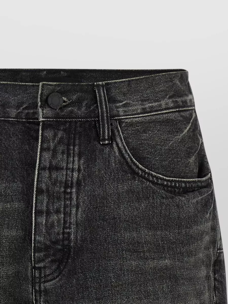 Purple Denim Wide-Leg Bermuda Shorts