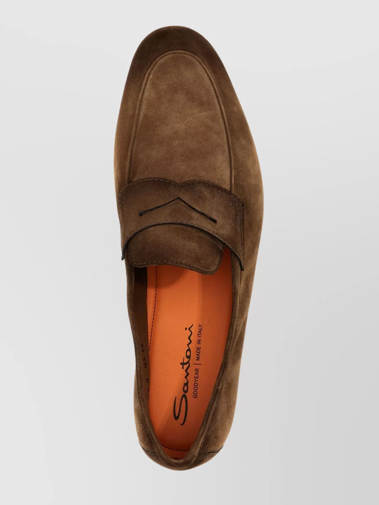 Santoni Almond Toe Suede Penny Strap Loafers