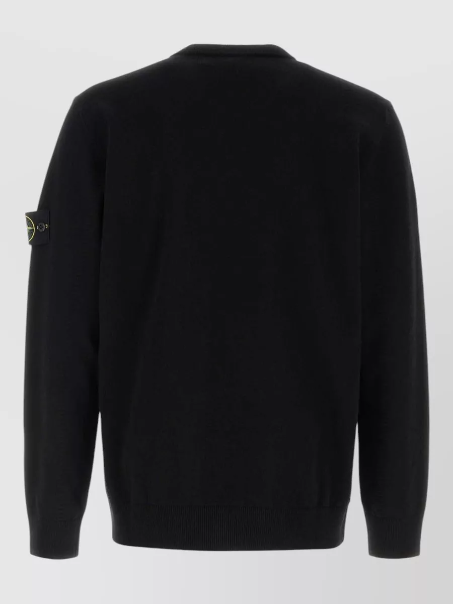 Stone Island Wool Crew Neck Sweater Long Sleeves Ribbed
