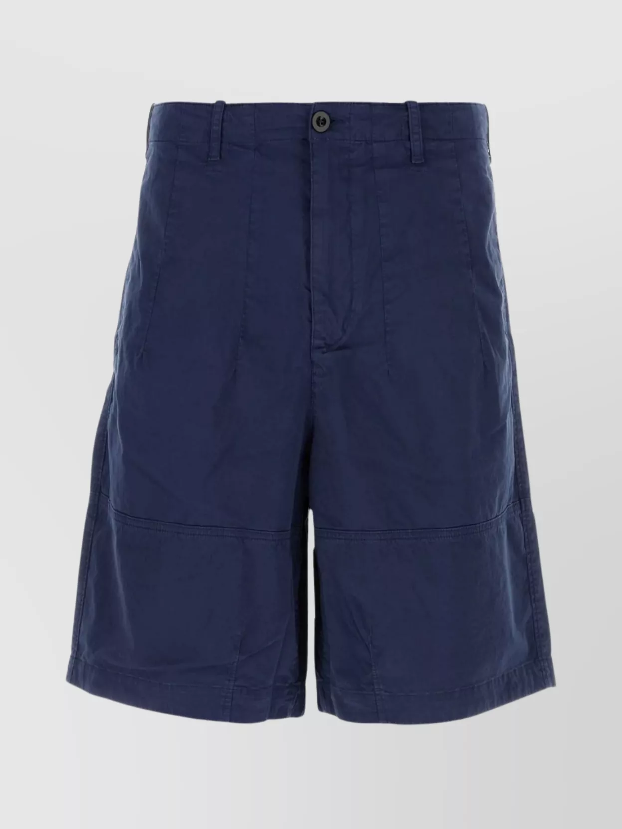 Ten C Stretch Cotton Bermuda Shorts With Pockets And Loops In Blue