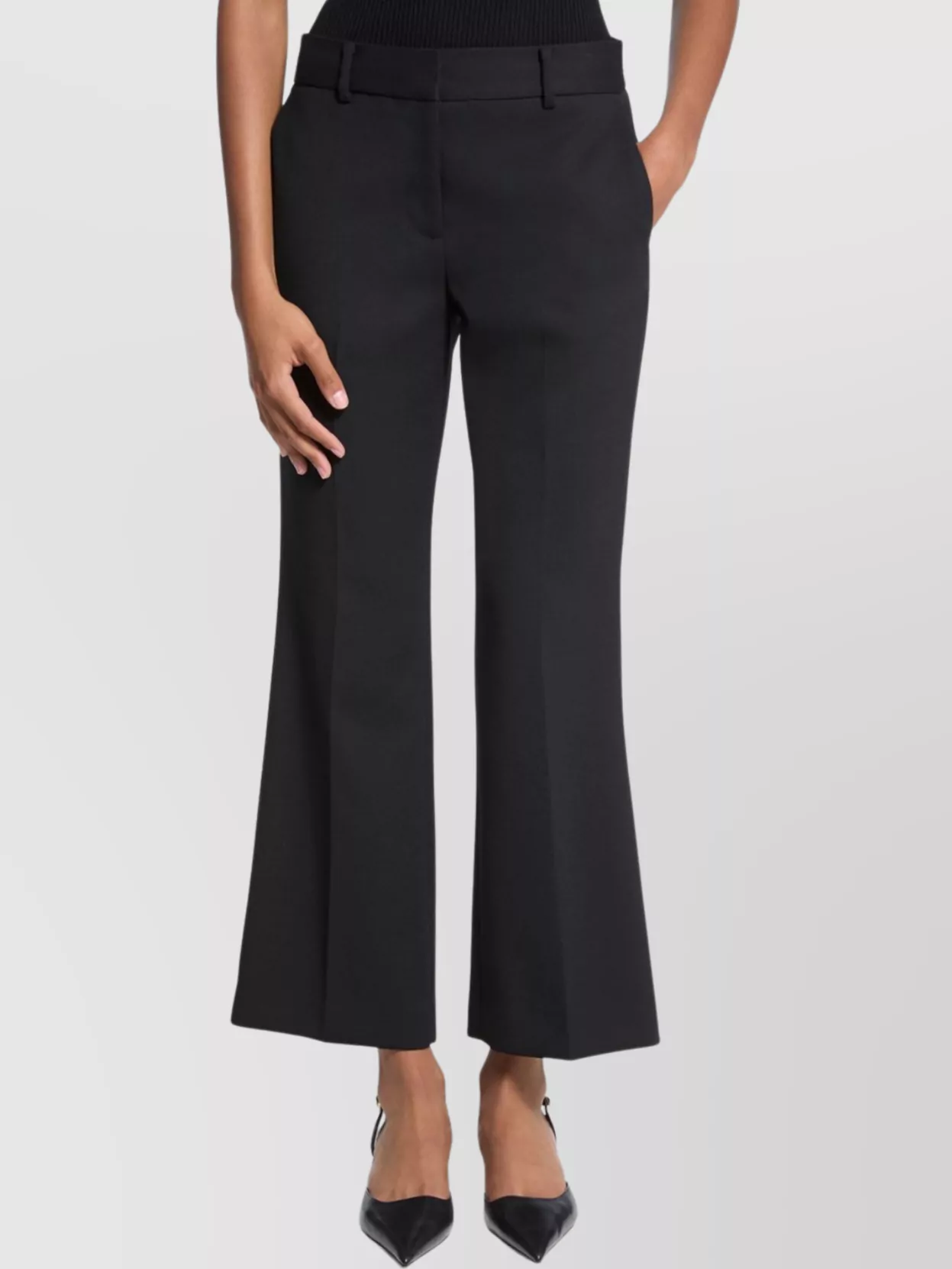 Michael Kors Flared Cropped Trousers Featuring Pockets In Black