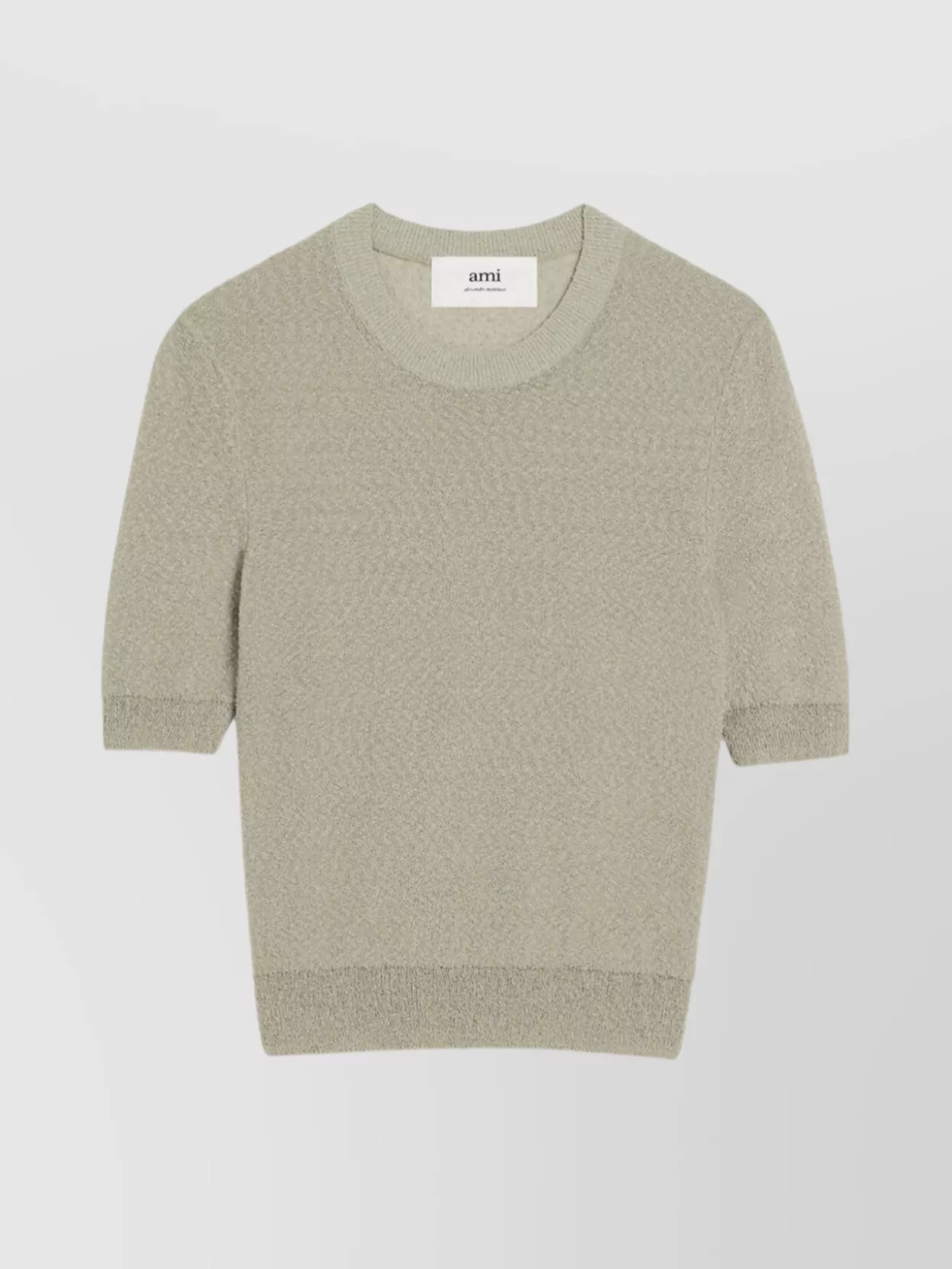Shop Ami Alexandre Mattiussi Ribbed Crew Neck With Textured Sleeves And Straight Hem