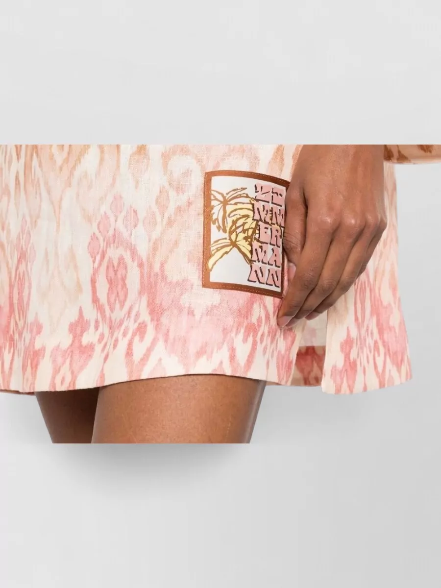 Zimmermann Printed Linen Long-Sleeve Mini Dress
