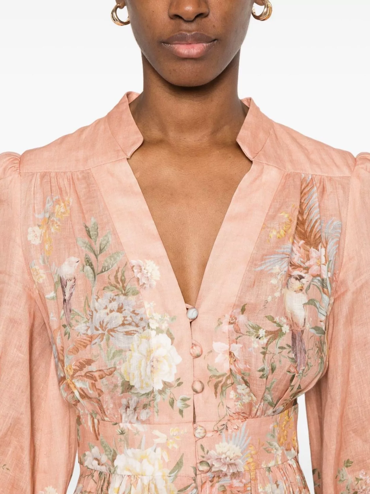 Shop Zimmermann Mini V-neck Dress Puffed Sleeves