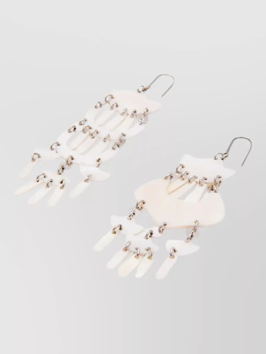 Isabel Marant Yue Pendant Earrings Natural Shell Tiers