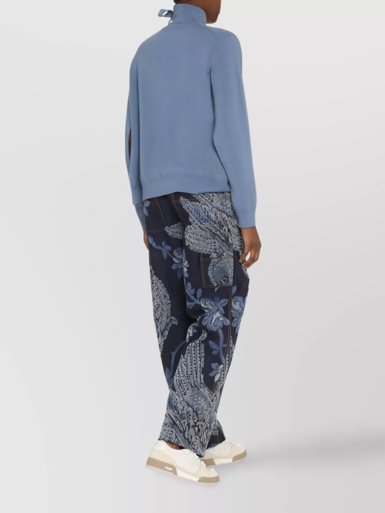 Fendi Modern Wool Blend Sweater With Unique Neckline