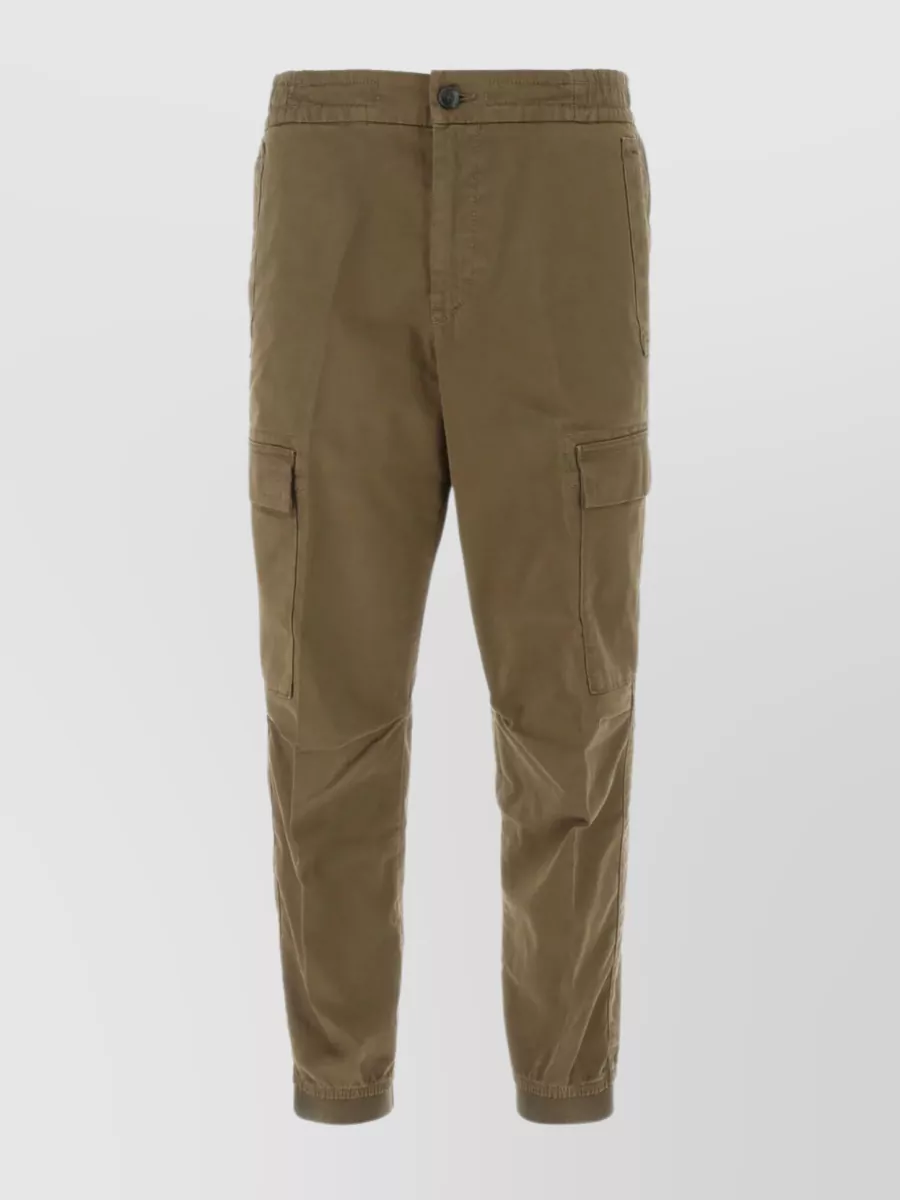 Shop Hugo Boss Cargo Pant With Elasticized Hem And Waist In Stretch Cotton In Brown