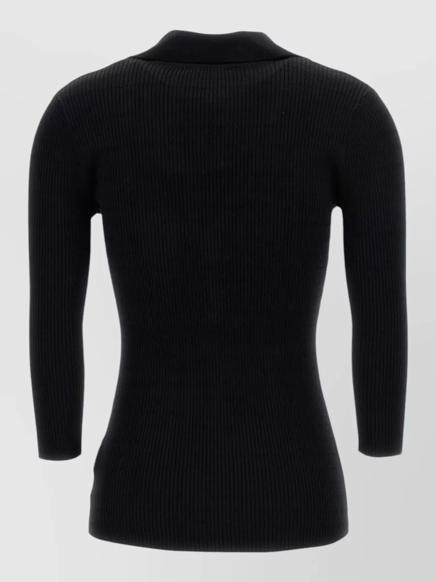 Elisabetta Franchi V Neck Sweater Gold Tone Detail Pocket