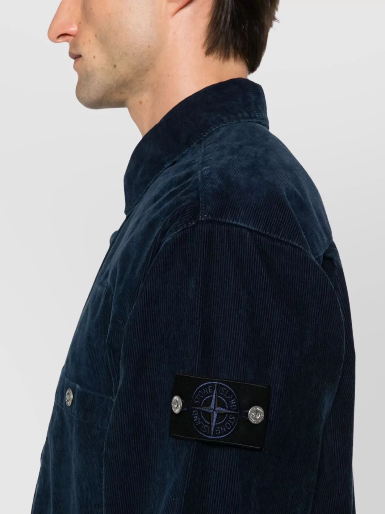 Stone Island Textured Corduroy Shirt Featuring Chest Pockets
