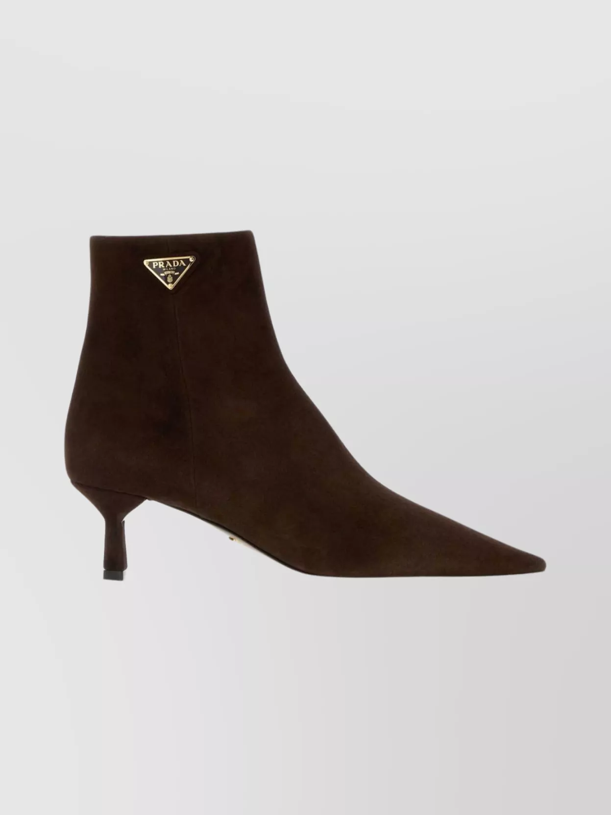 Prada Suede Ankle Boots Featuring Kitten Heel In Brown