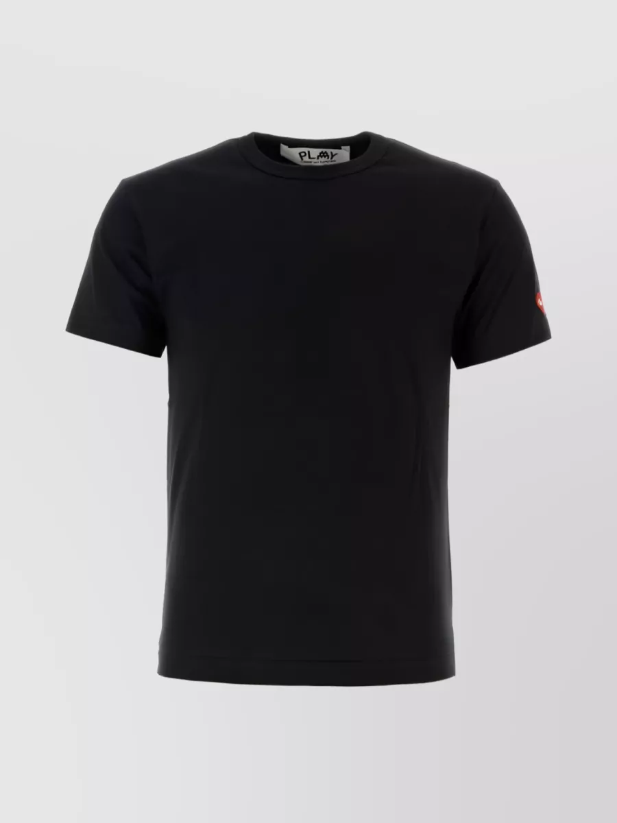 Shop Comme Des Garçons Play Cotton Crew Neck T-shirt With Logo Patch In Black