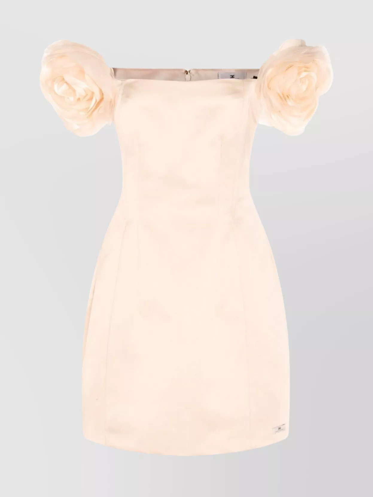 Elisabetta Franchi Shoulder-Baring Fitted Mini Dress With Floral Embellishments