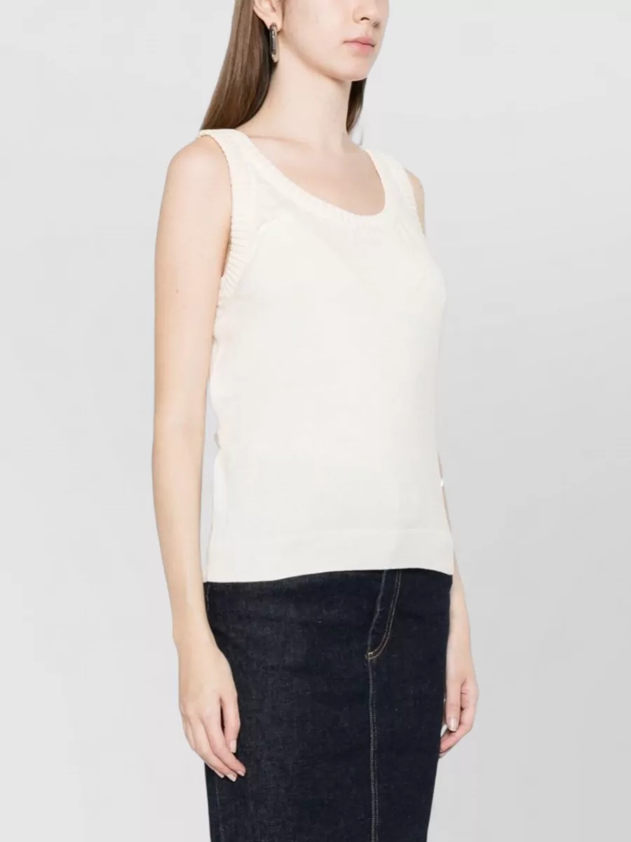 Moschino Cotton Ribbed Round-Neck Sleeveless Tank Top