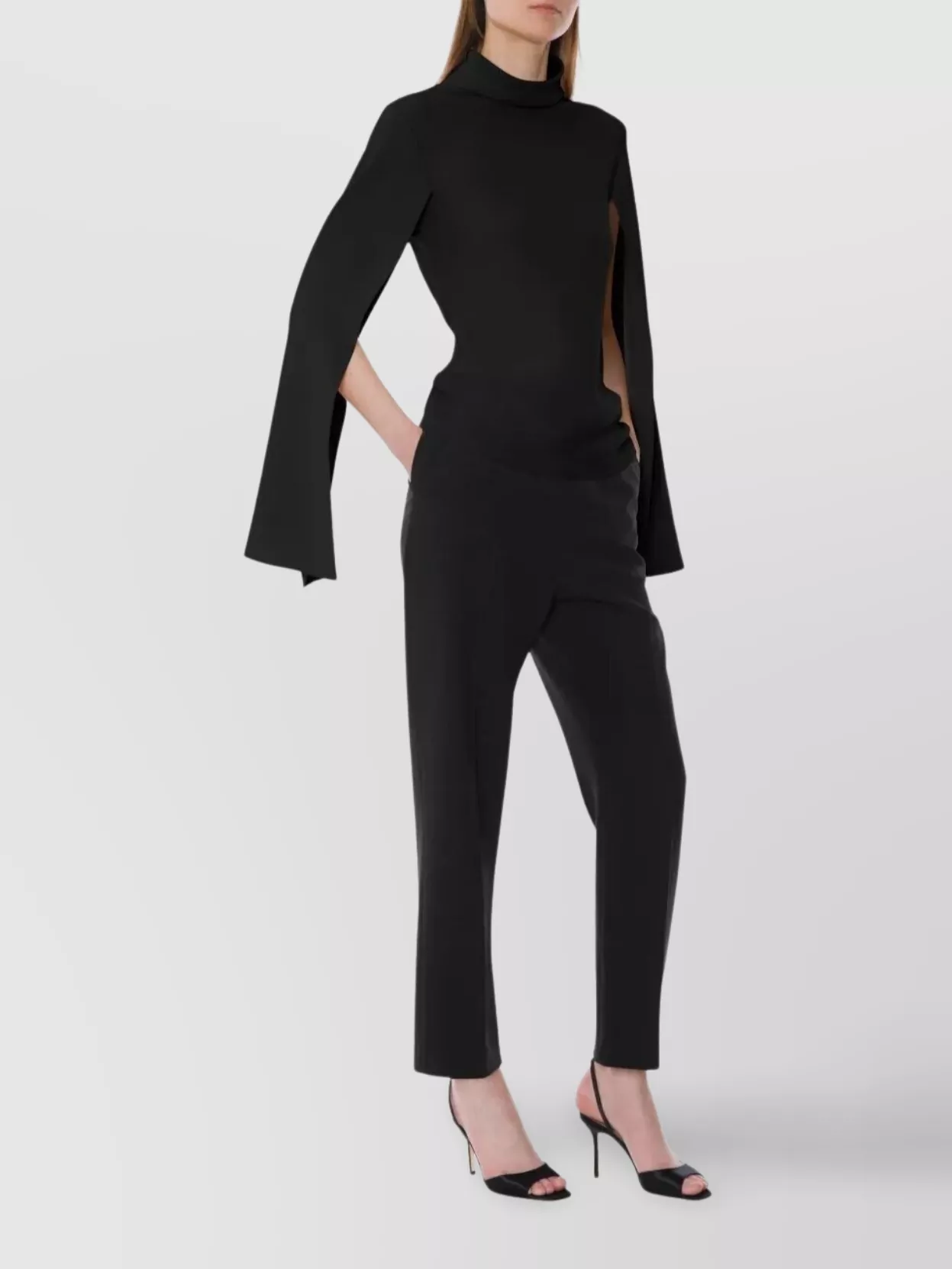Alberta Ferretti High Waist Straight Leg Trousers With Side Pockets In Blue