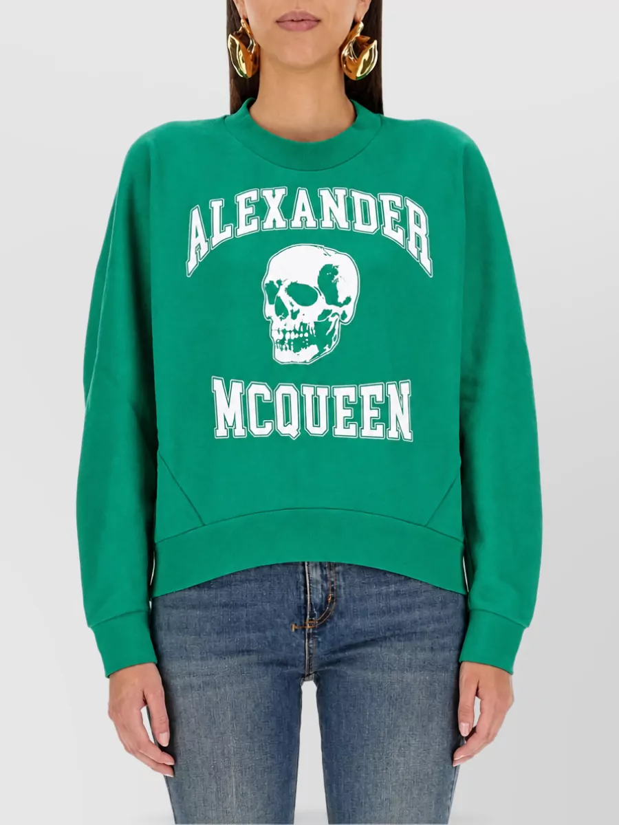 Alexander Mcqueen Cotton Varsity Skull Sweatshirt