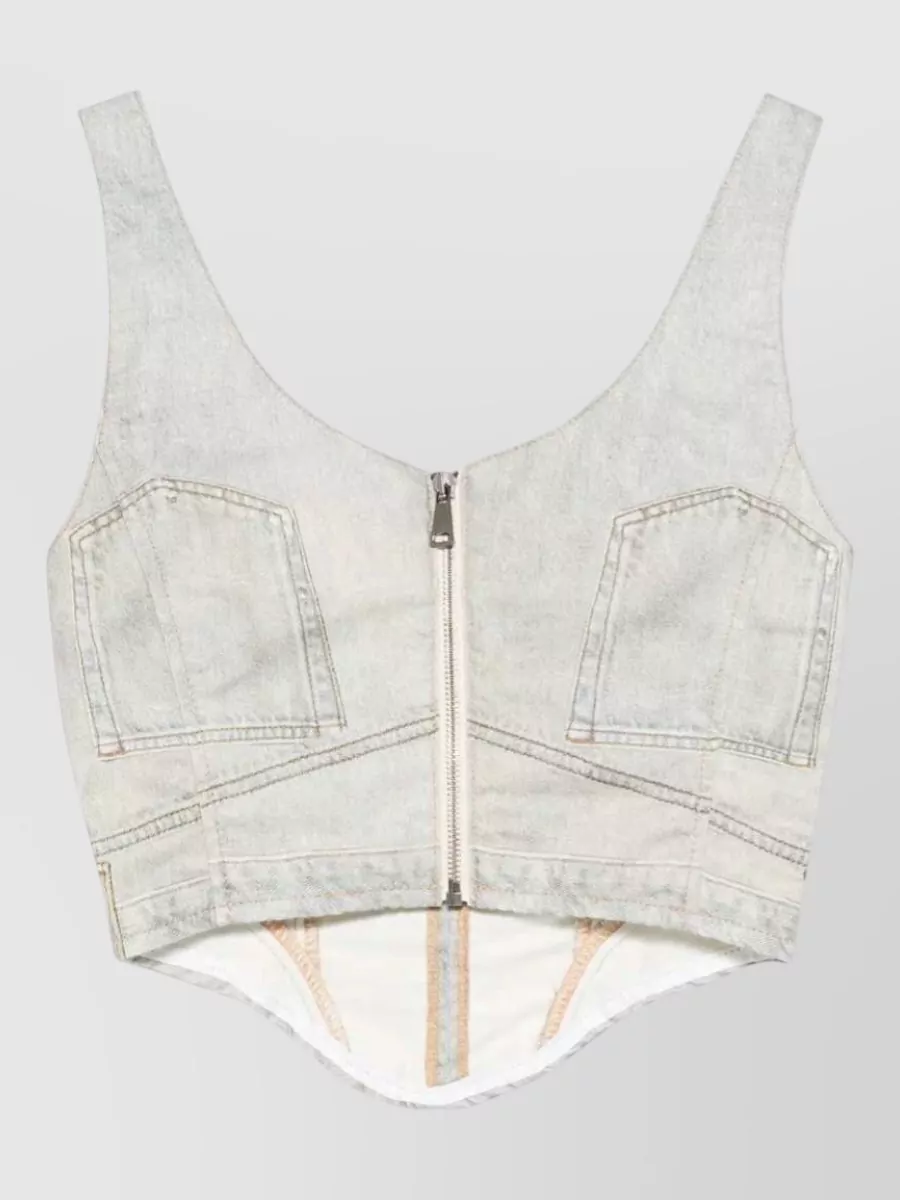 Haikure cotton distressed sleeveless v-neck top