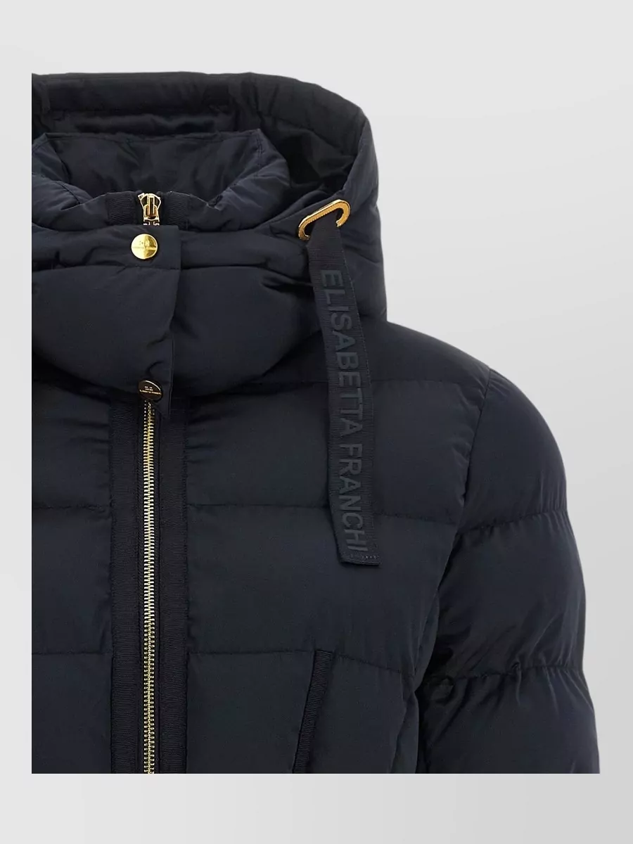 Elisabetta Franchi Down Quilted Belted Hooded Coat