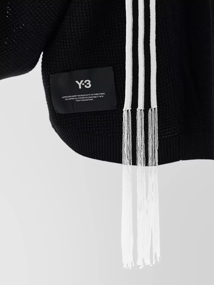 Y-3 Knit Top Asymmetric Design Contrast Stripes Fringe