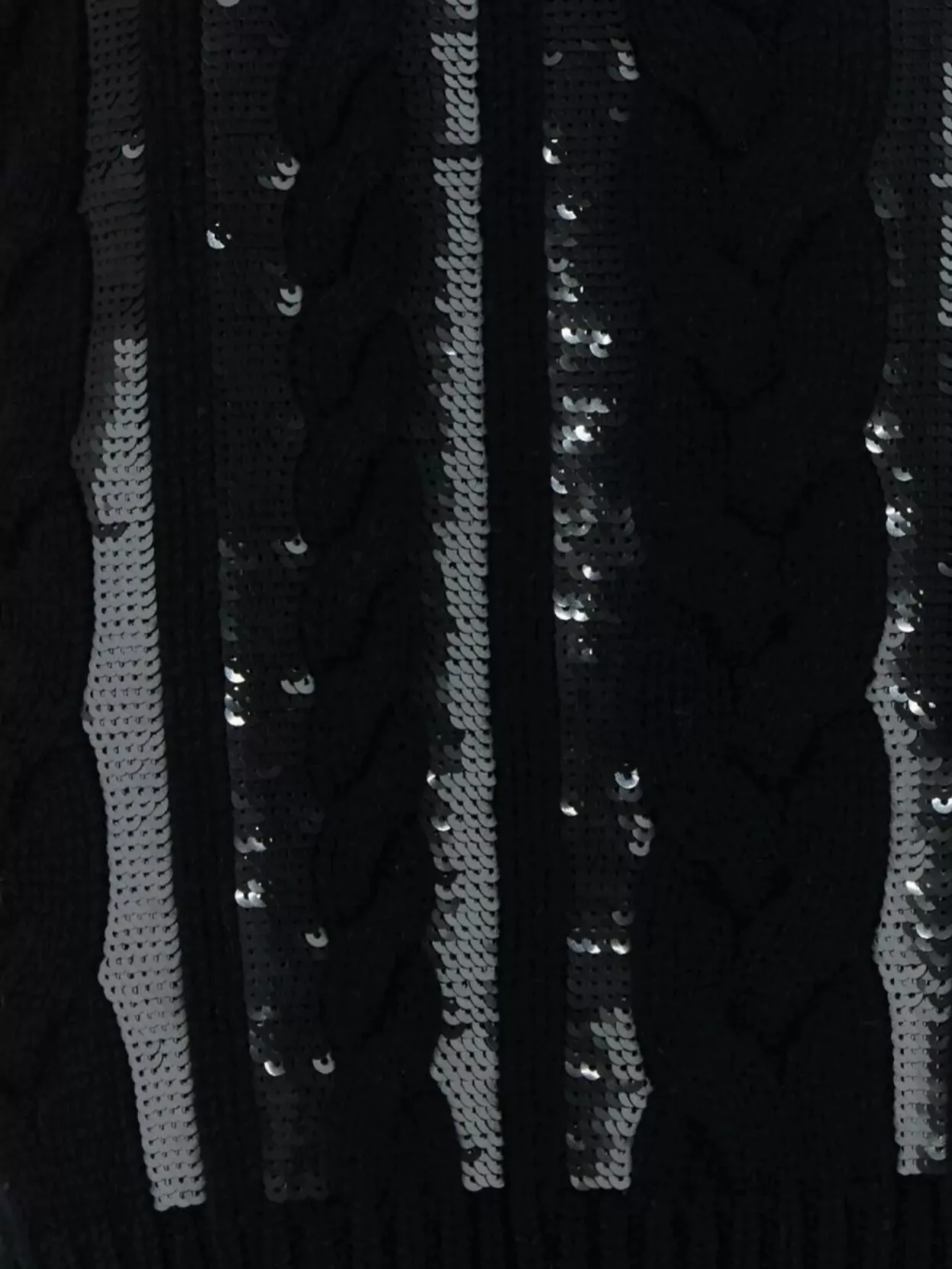 Shop Max Mara Cable Knit Wool Cashmere Sequin Sweater Dress In Black