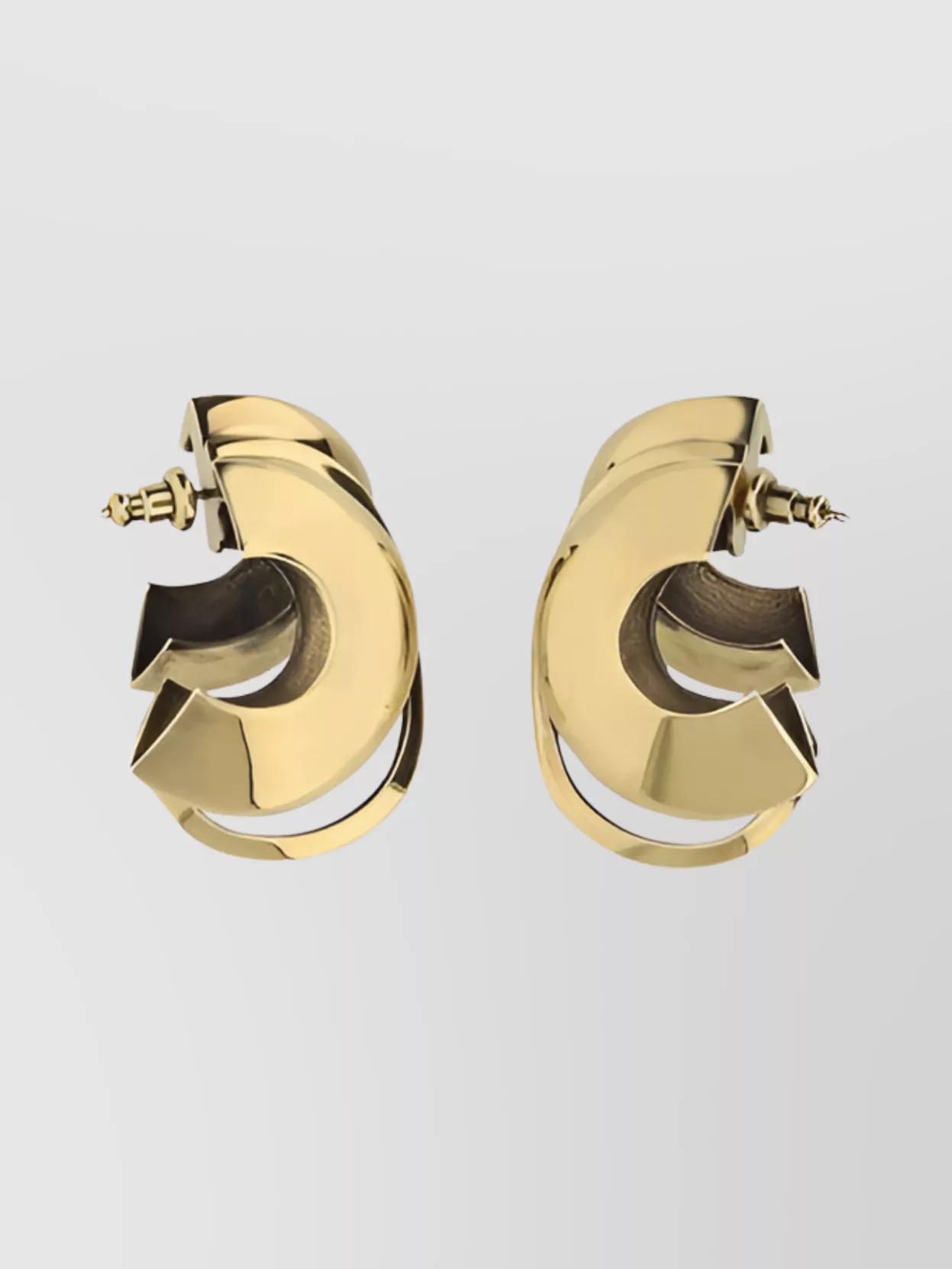 Shop Alexander Mcqueen Geometric Brass Hoop Earrings