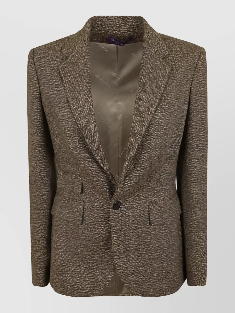 Ralph Lauren cashmere linen herringbone single-breasted blazer