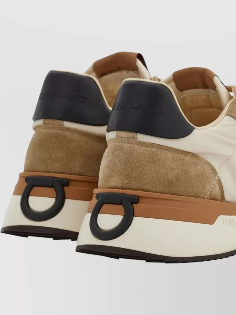 Ferragamo Low Sneakers Contrast Panels Round Toe Rubber