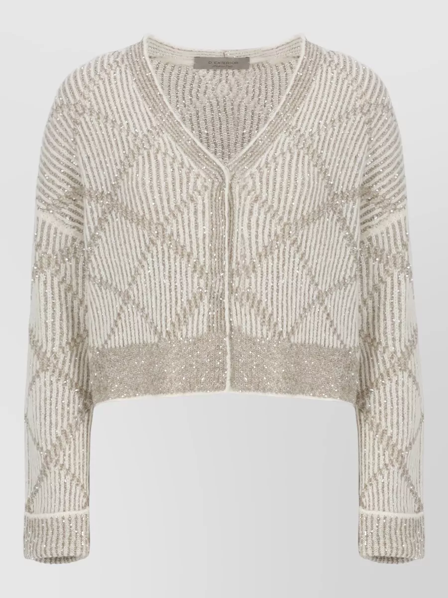 D.exterior Sequined V-Neck Cardigan