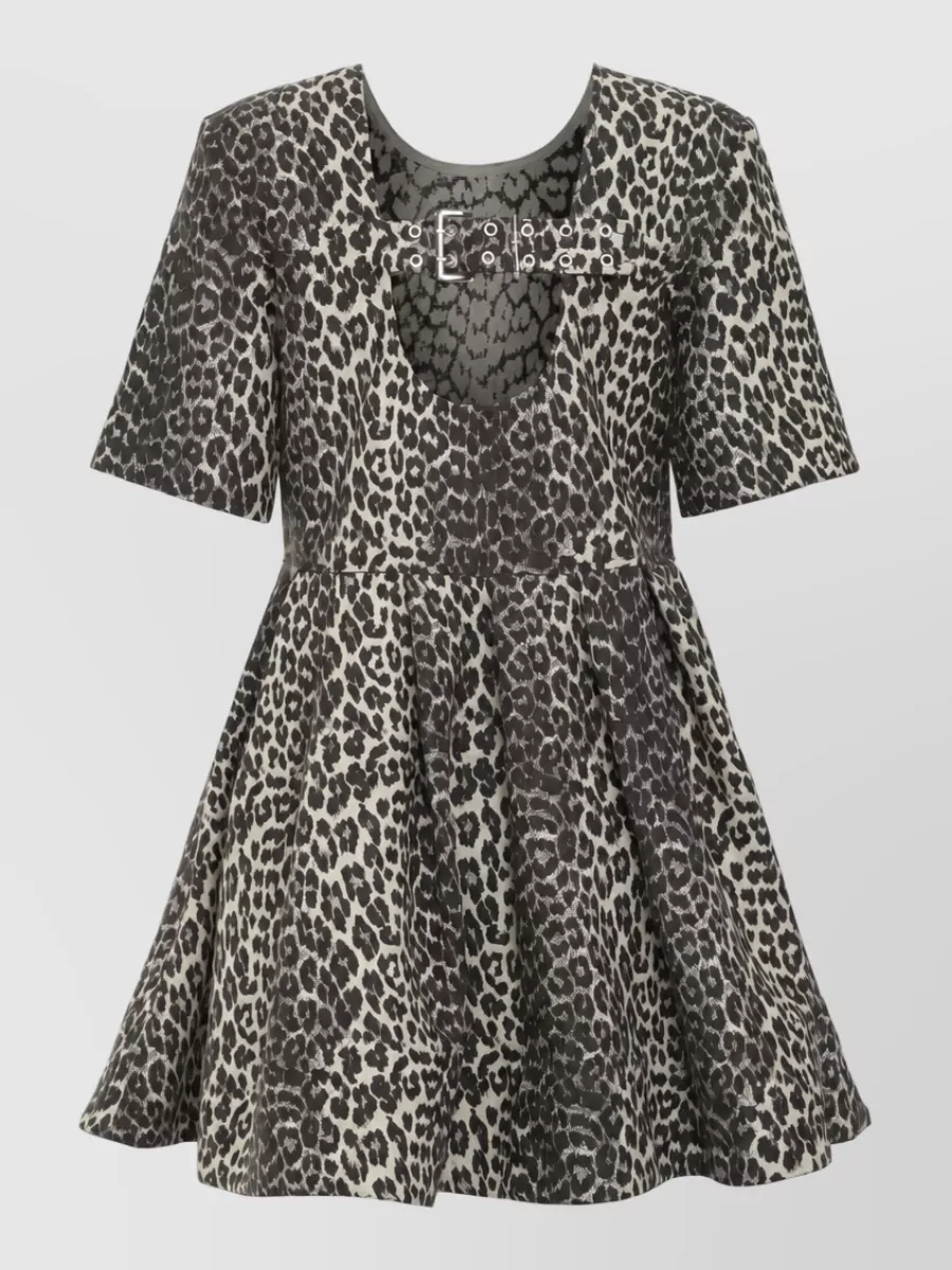 Ganni leopard-print mini dress