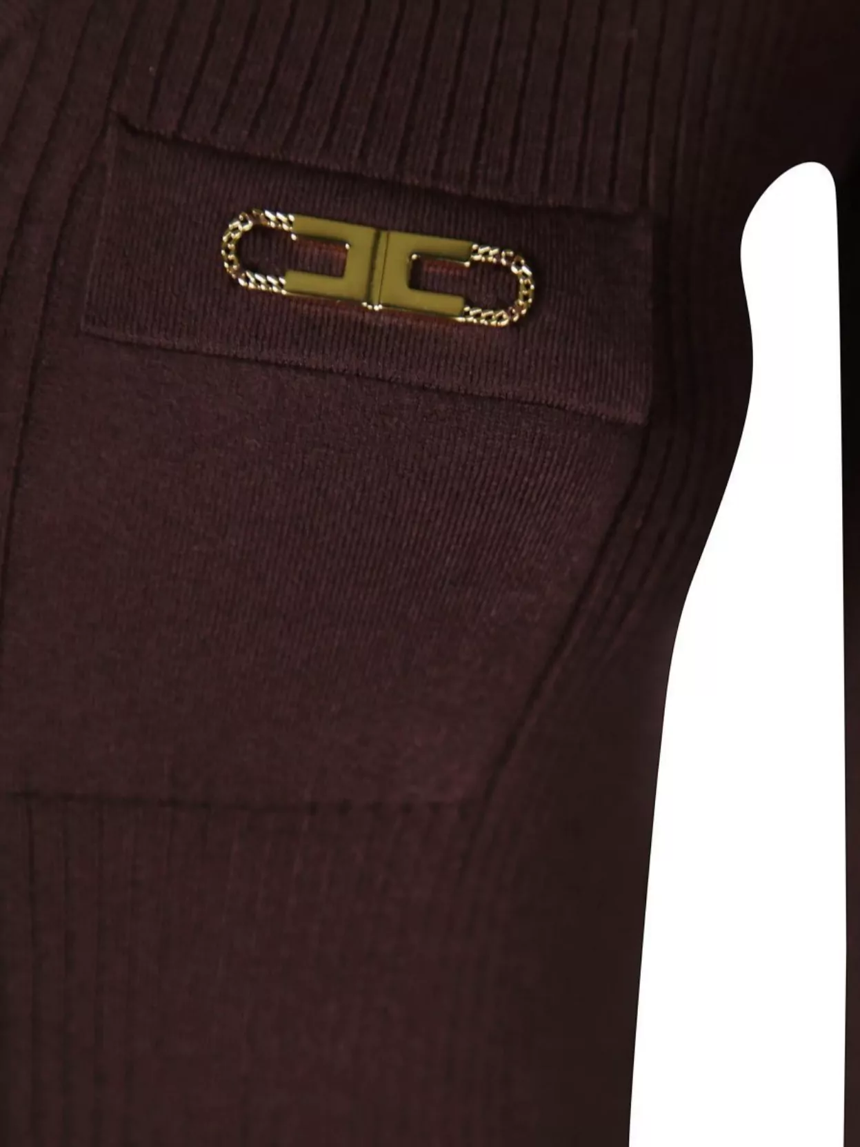 Elisabetta Franchi V-Neck Knit Dress Long Sleeves