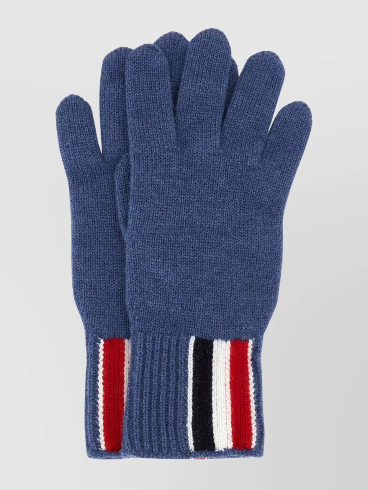Shop Thom Browne Wool Gloves With Ribbed Cuffs And Tricolor Embroidery In White