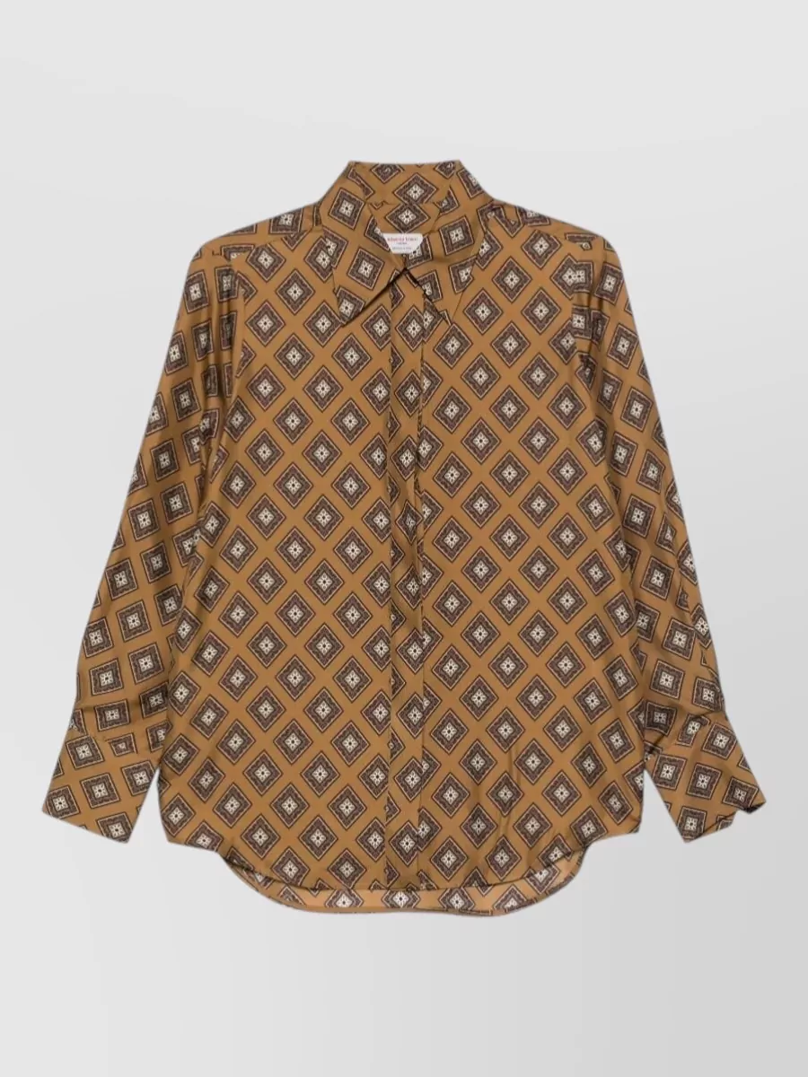 Alberto Biani Silk Printed Long-Sleeve Shirt