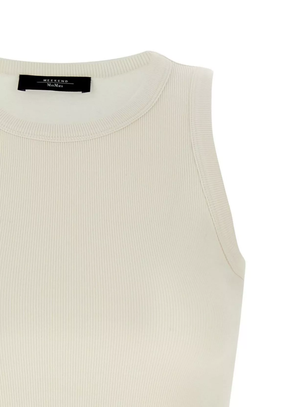 Weekend Max Mara Ribbed Crew Neck Sleeveless Top In Neutral