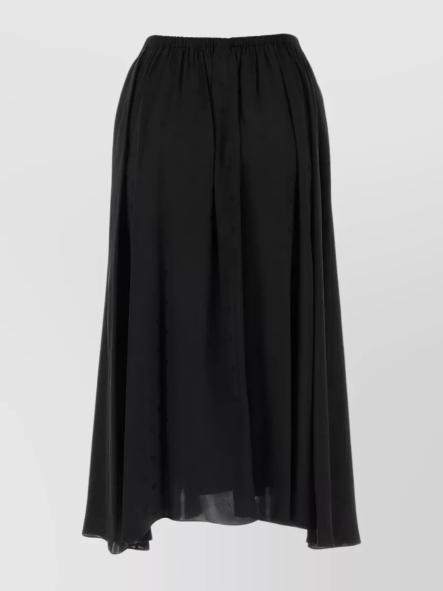 Shop Balenciaga Satin Flared Skirt With Elastic Waist And Asymmetric Hem In Black