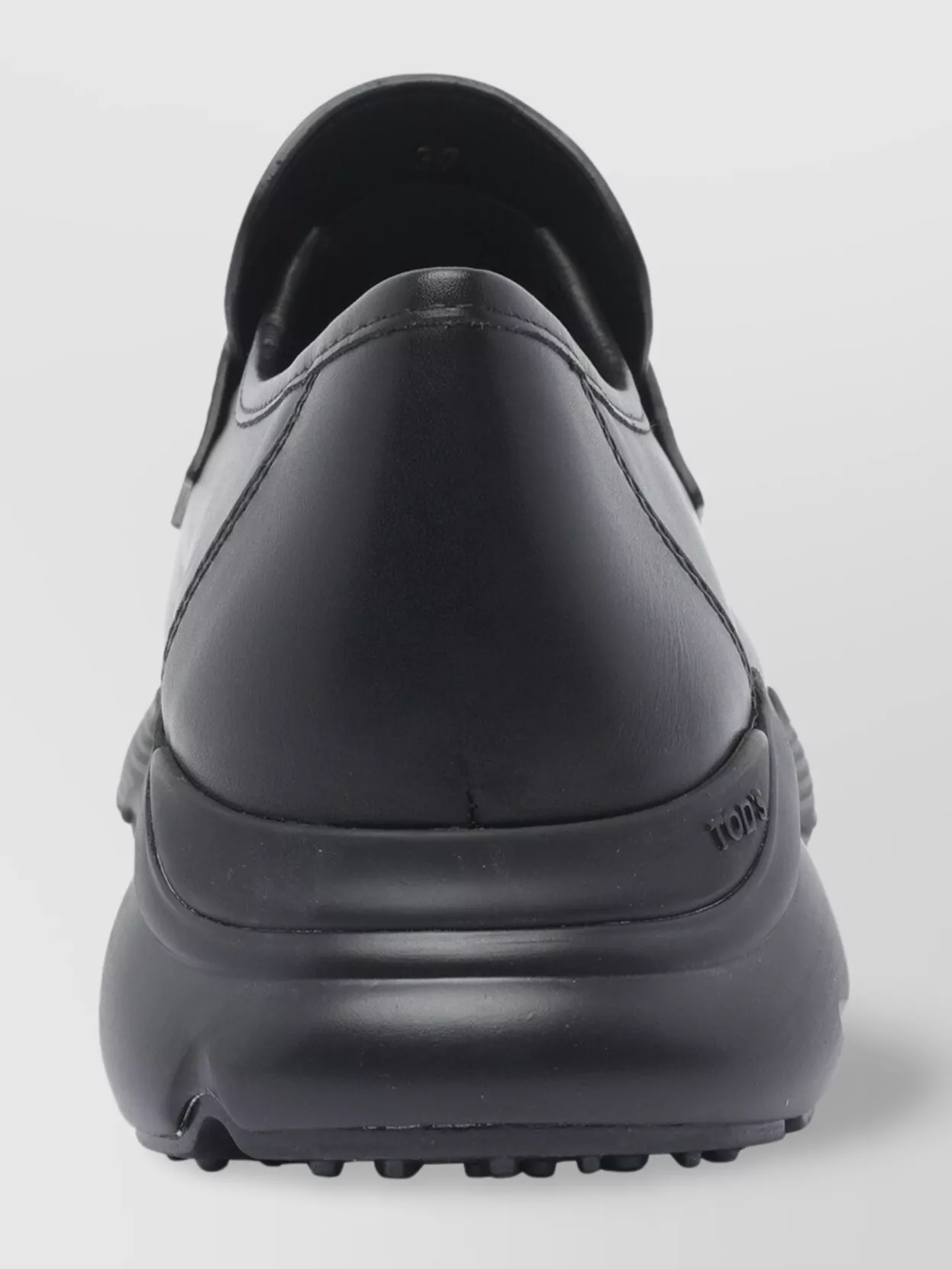 Tod's Leather Round Toe Rubber Sole Sporty Loafers