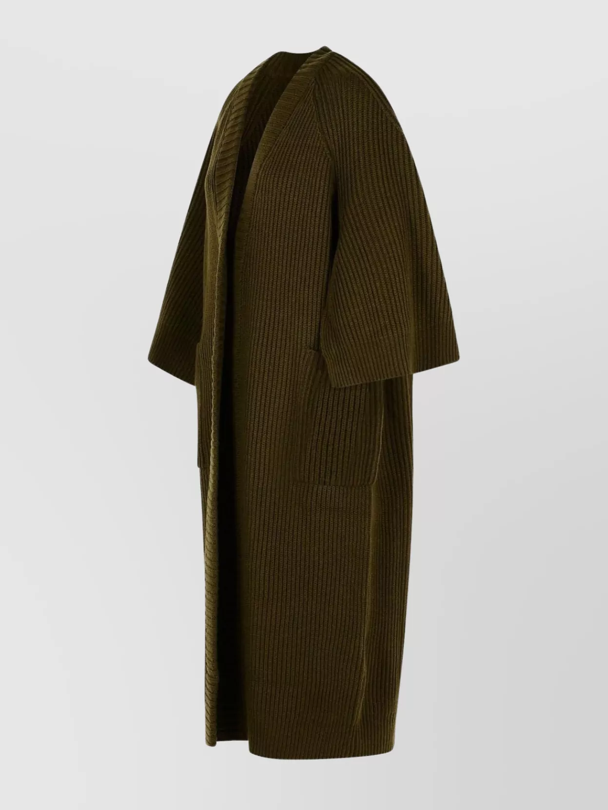 Max Mara Long Knit Cardigan Patch Pockets In Multi