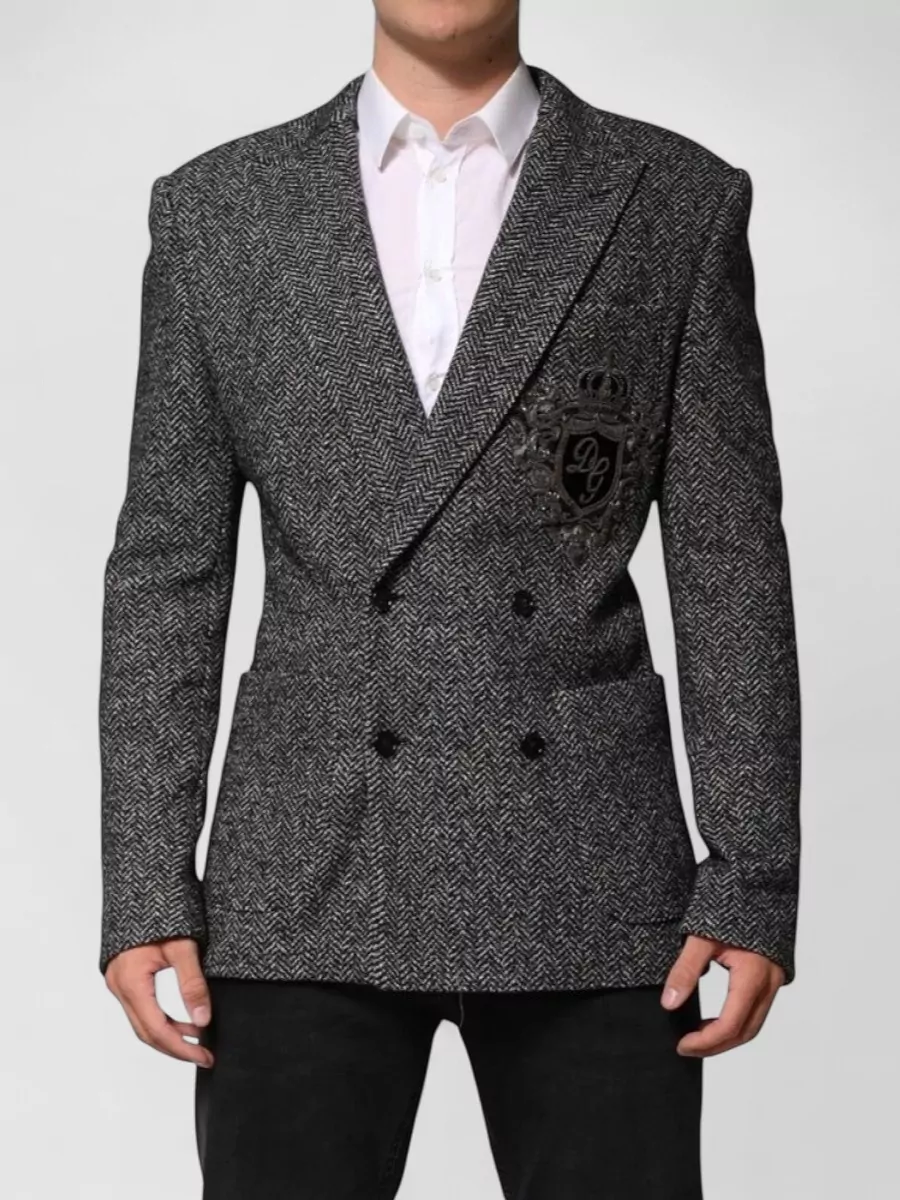 Dolce&Gabbana Wool blend herringbone double-breasted blazer