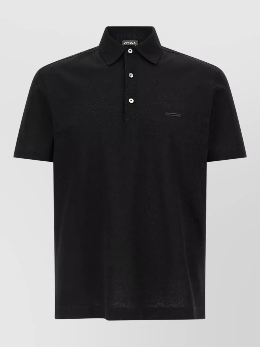 Zegna Piqué cotton short-sleeve polo shirt