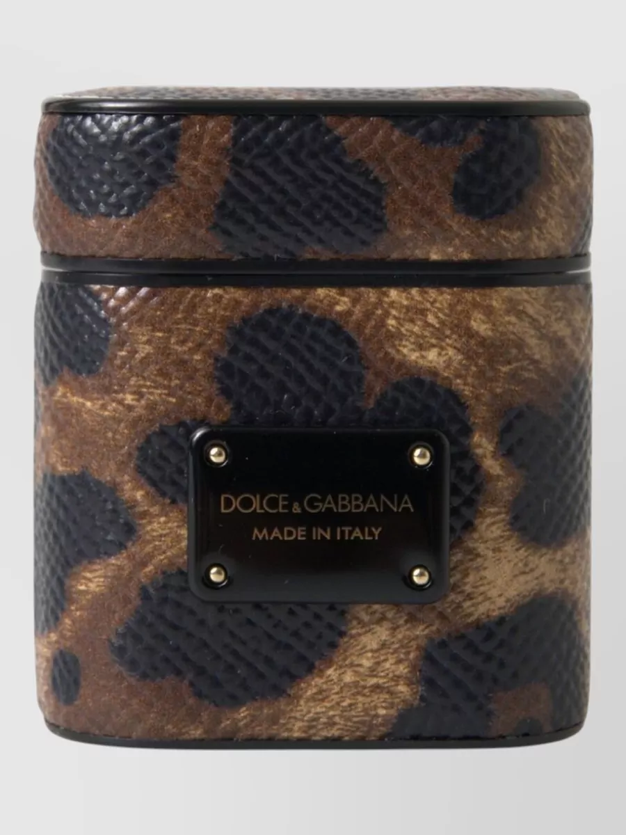 Dolce&Gabbana leopard-print leather airpods case