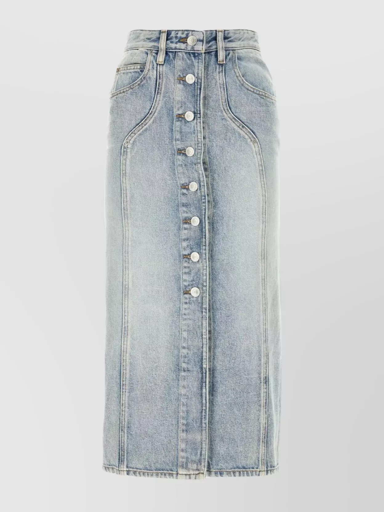 Shop Isabel Marant Étoile Denim Skirt With Front Slit And Five Pockets