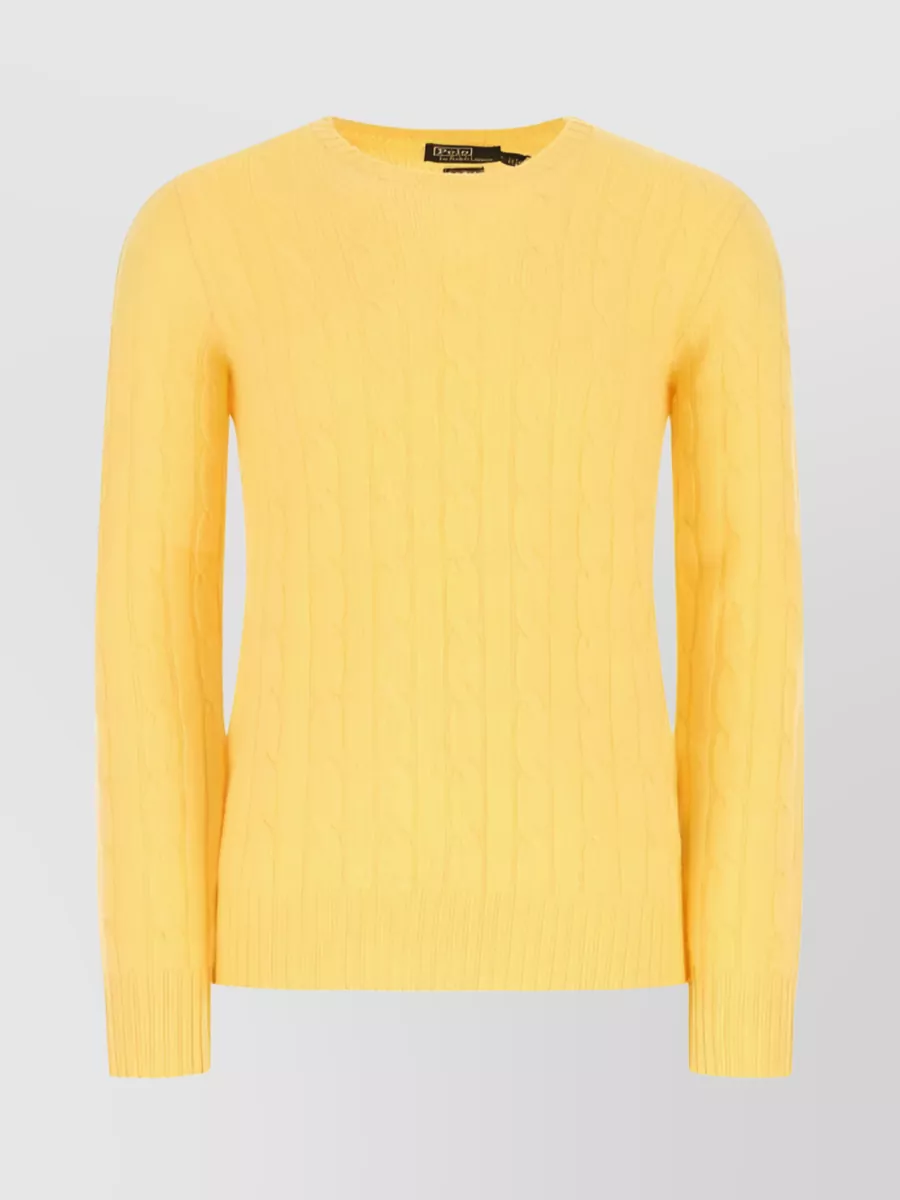 Shop Polo Ralph Lauren Versatile Crew-neck Cable-knit Sweater In Yellow