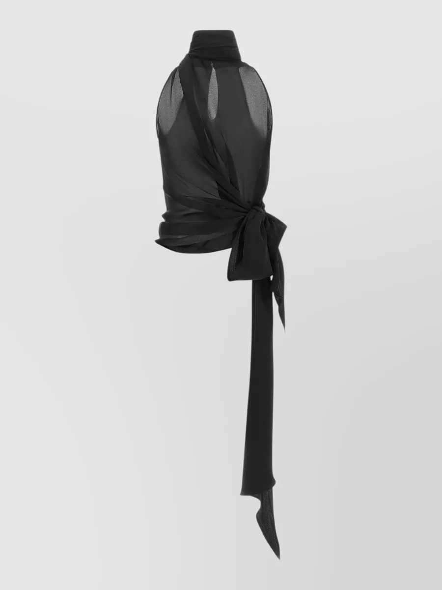 Balmain Silk Halterneck Draped Blouse