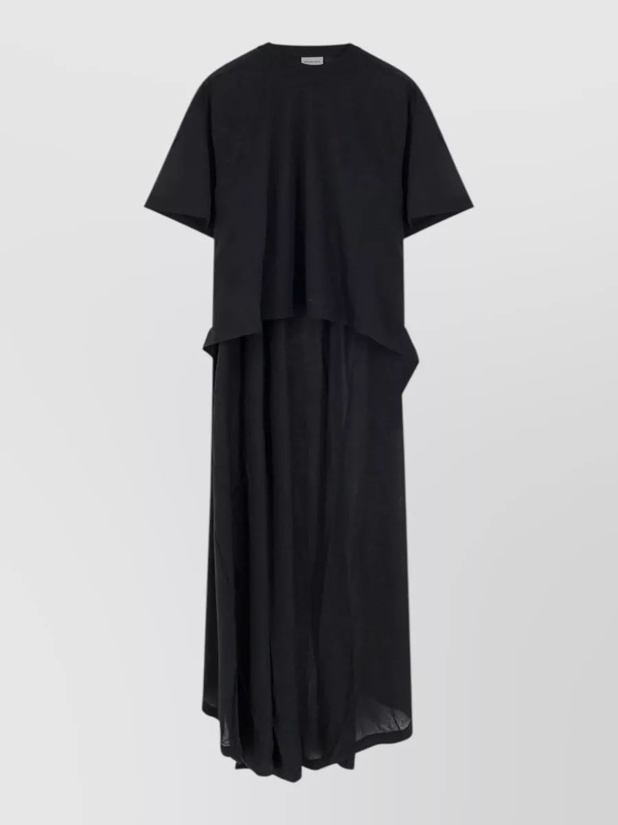 Balenciaga Cotton jersey asymmetric maxi-train t-shirt dress
