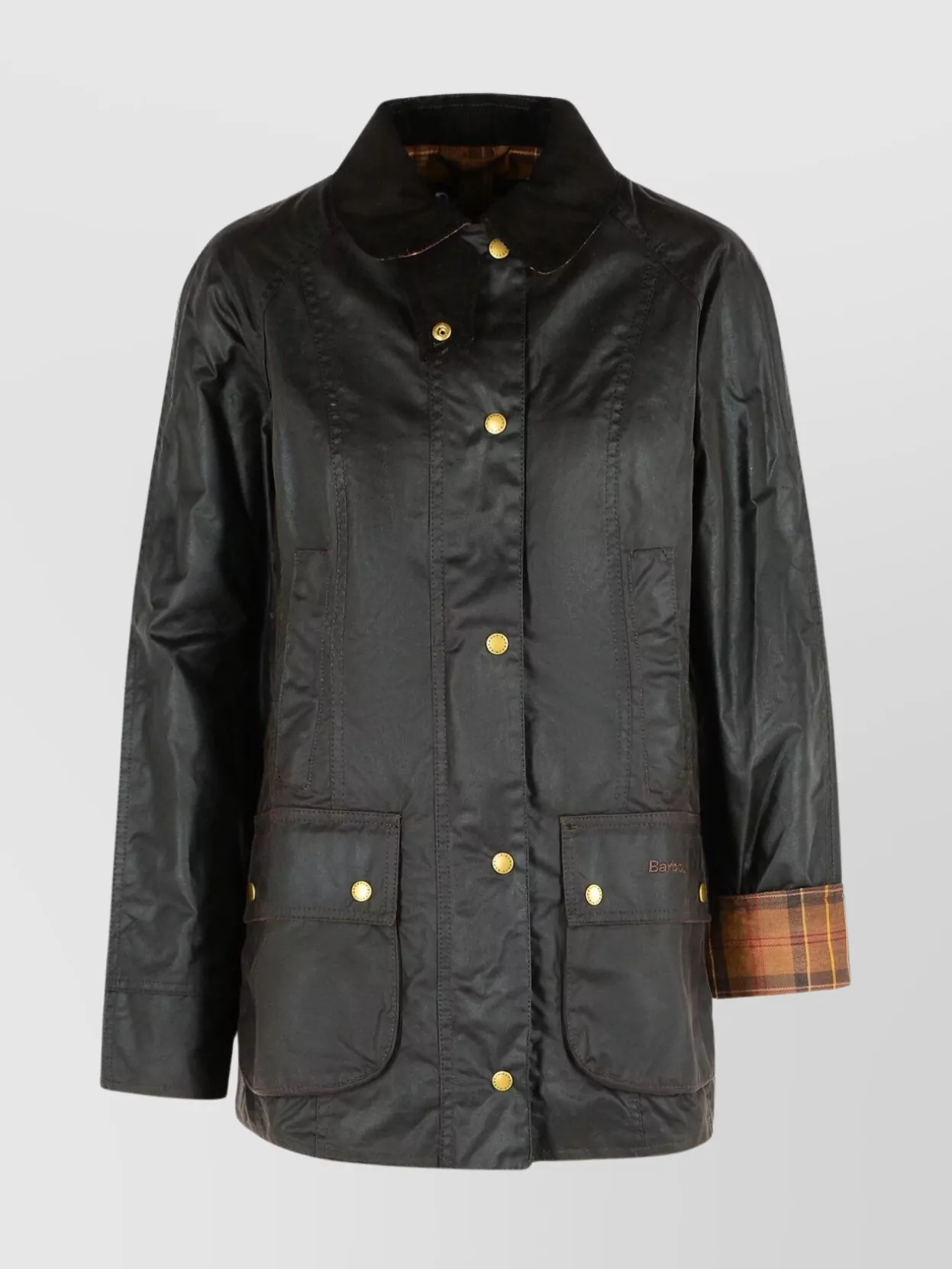 Barbour Cotton Jacket With Collared Neck And Flap Pockets In Gray