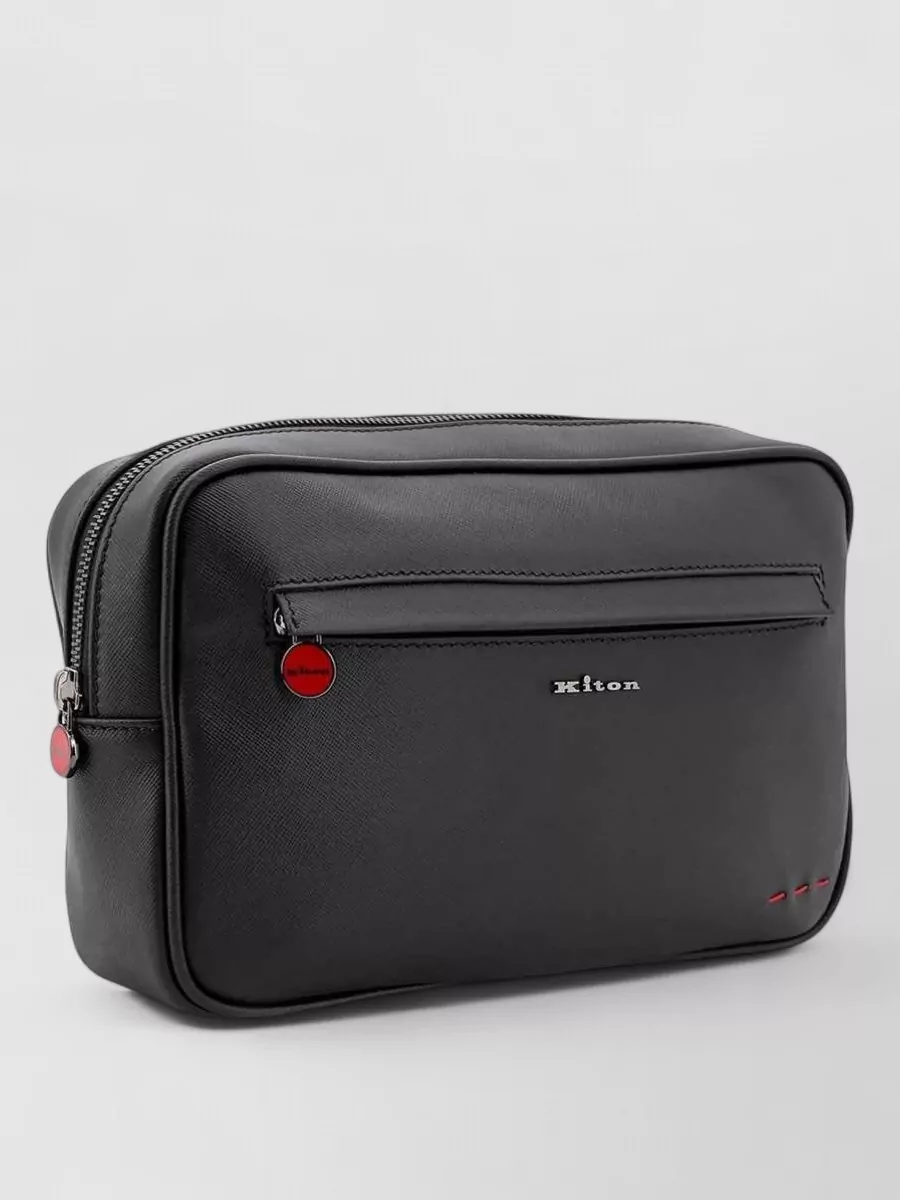 Kiton Calf Leather Zip Wristlet Clutch Bag