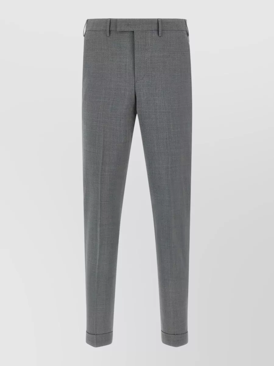 Pt Torino Virgin Wool Melange Mid-Rise Tailored Trousers