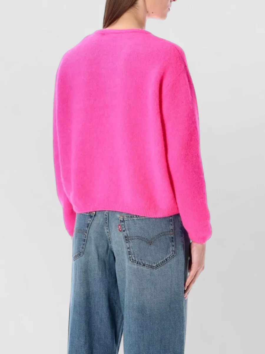 American Vintage Vitow Cropped Knit Cardigan Round Neck