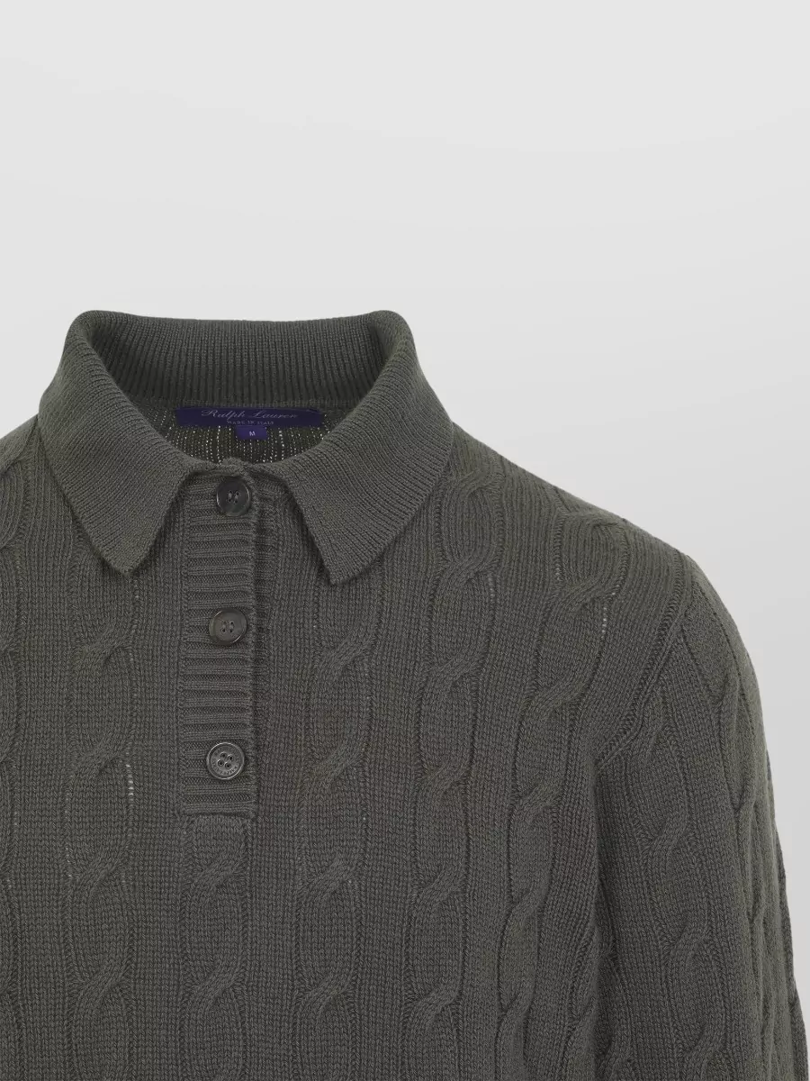 Ralph Lauren Collection Cashmere Cable-Knit Polo Sweater