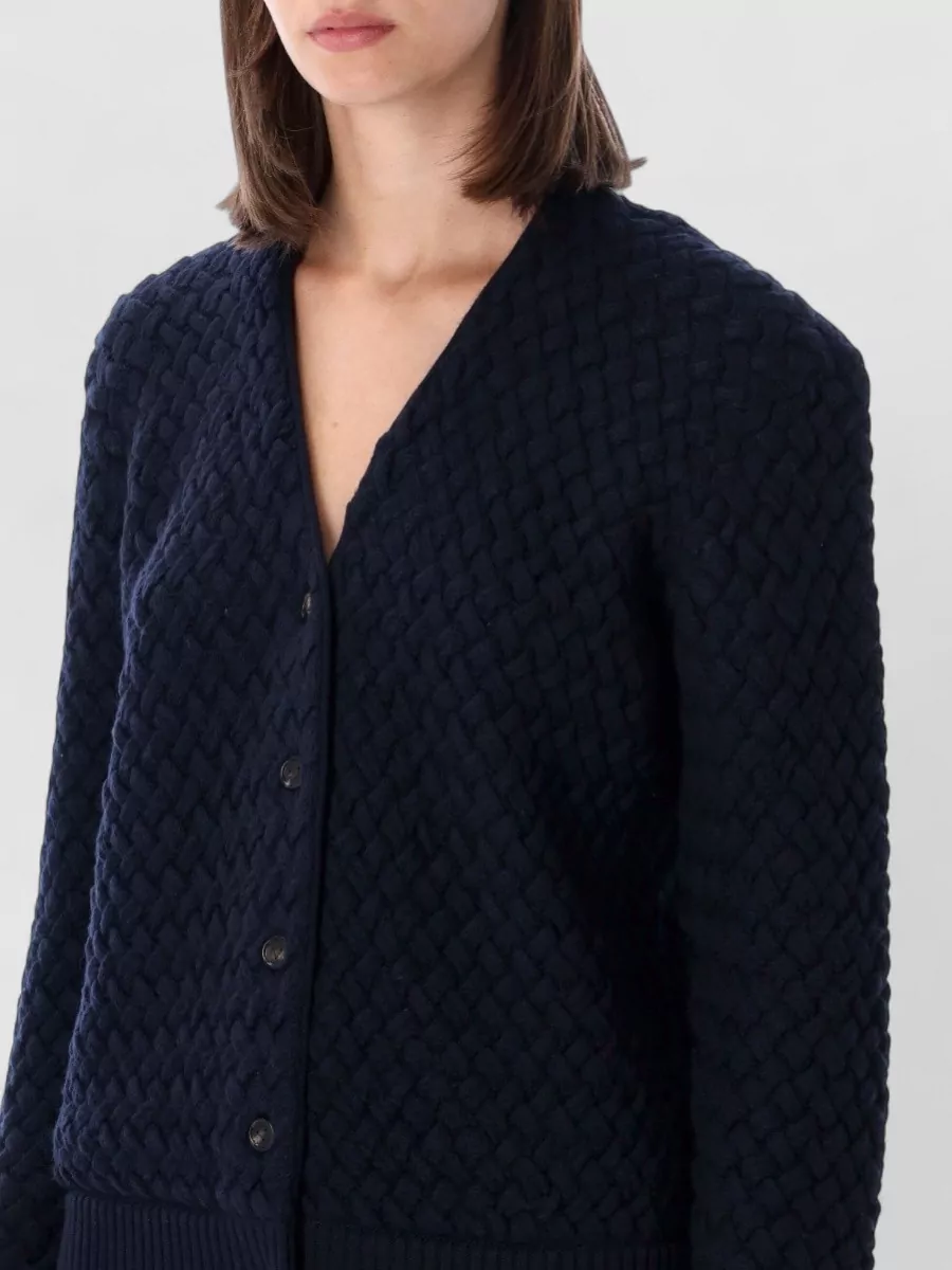 Bottega Veneta Wool Ribbed V-Neck Cardigan