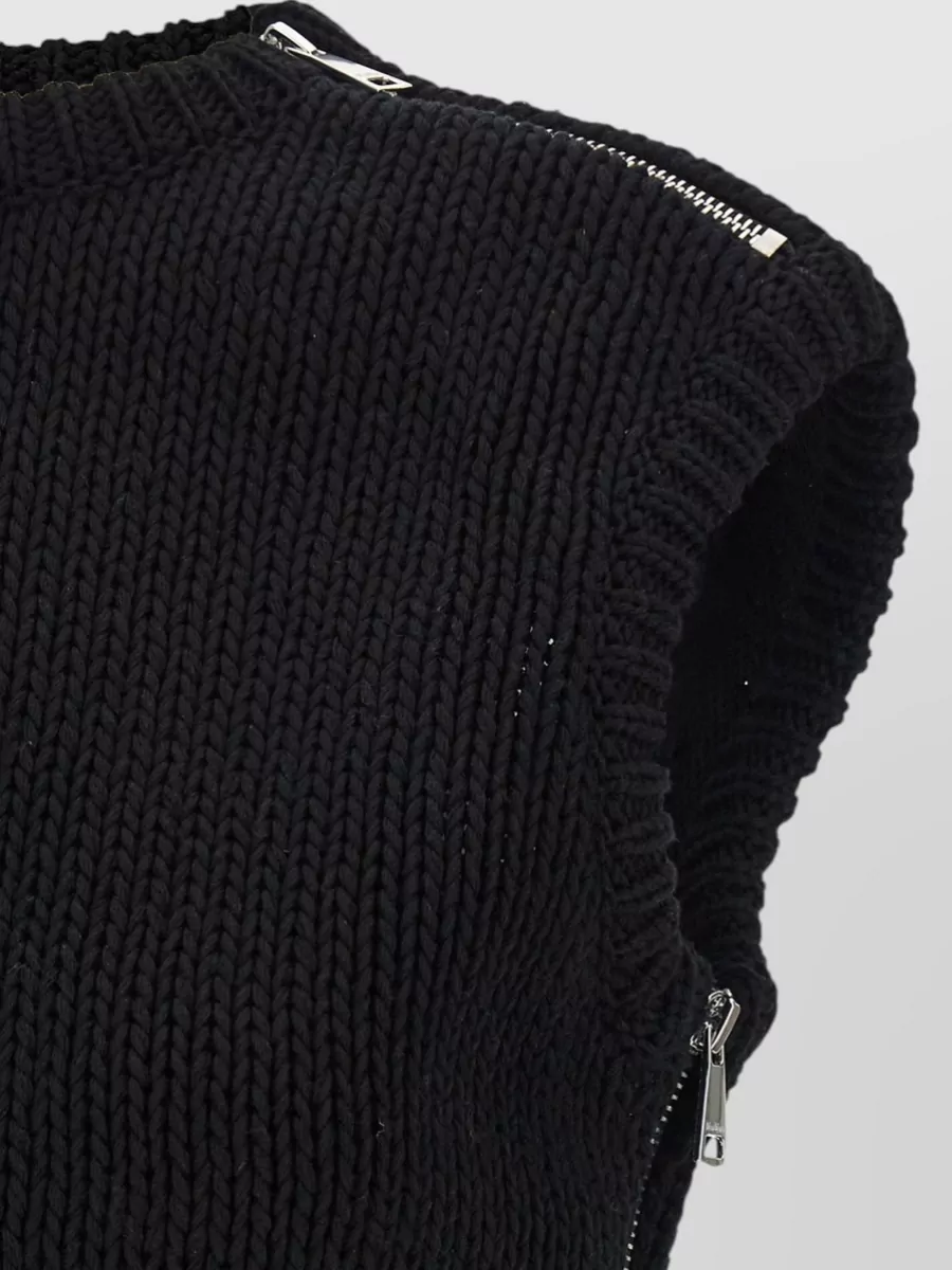 Max Mara Cropped Sleeveless Zip-Detail Knitted Top
